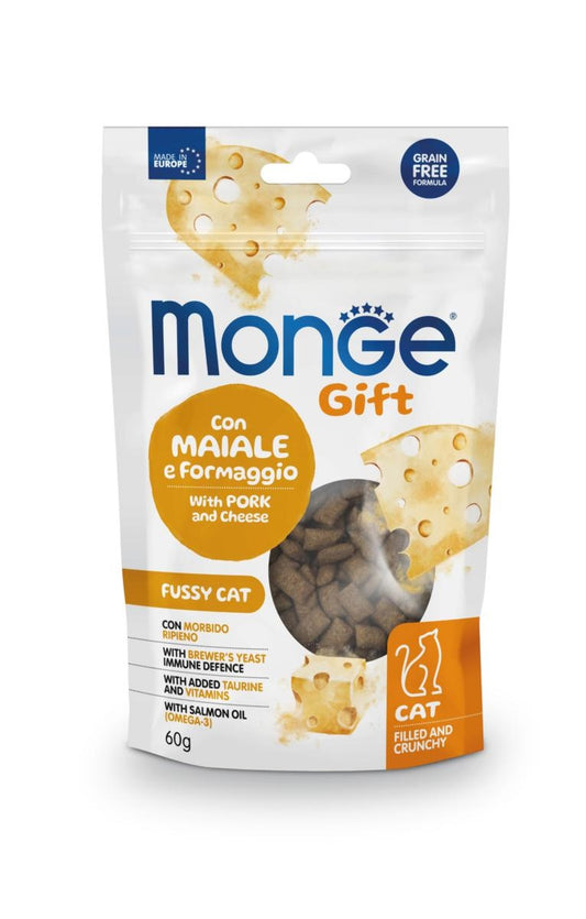 Monge Gift Cat Filled and Crunchy Appetito Difficile Maiale e Formaggio gr 60