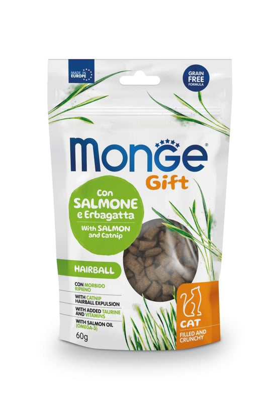 Monge Gift Cat Filled and Crunchy Hairball Salmone e Erbagatta gr 60