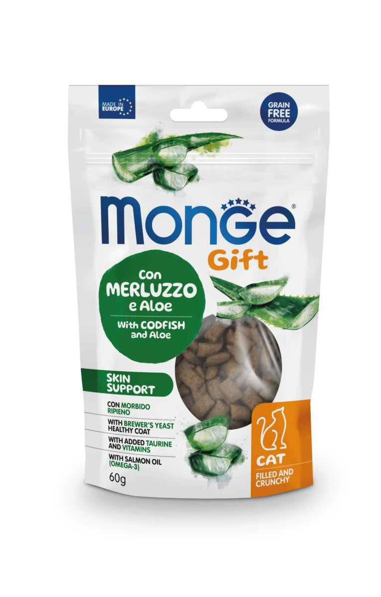 Monge Gift Cat Filled and Crunchy Skin Support Merluzzo e Aloe gr 60