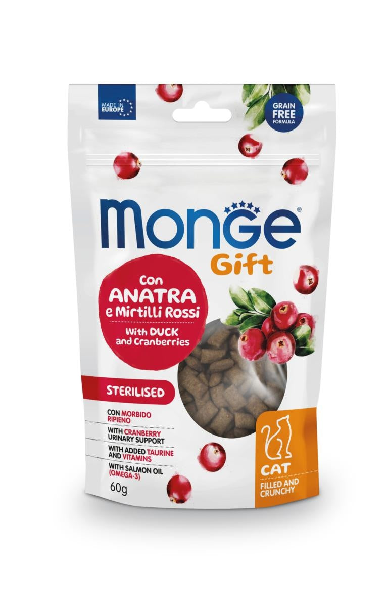 Monge Gift Cat Filled and Crunchy Sterilised Anatra e Mirtilli gr 60