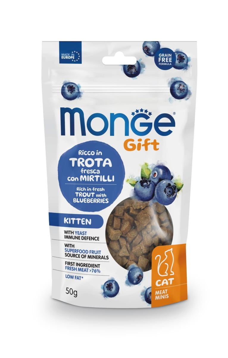 Monge Gift Cat Meat Minis Accrescimento Trota e Mirtilli gr 50