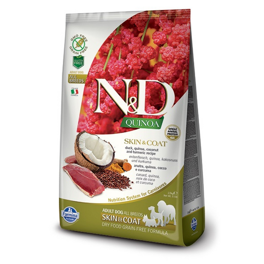 Farmina N&D Grain Free Adult Skin&Coat Anatra, Quinoa, Cocco e Curcuma