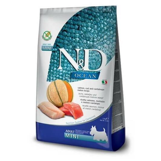 Farmina N&D Ocean Medium/Maxi Salmone, Merluzzo e Melone cantalupo