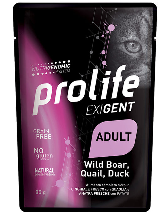 PROLIFE Exigent Gatto Adulto Cinghiale Quaglia e Anatra Umido