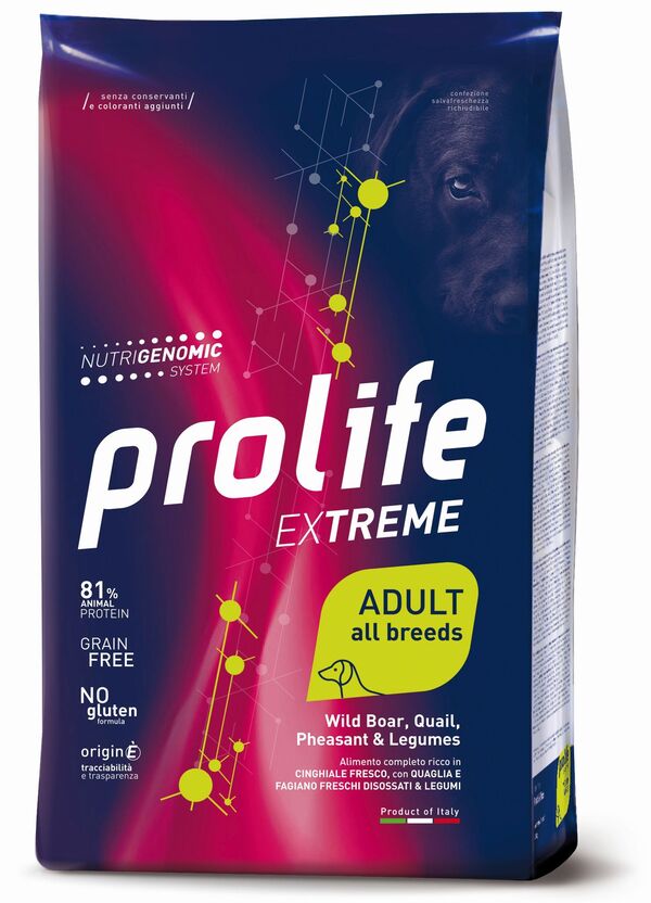 Prolife Cane Extreme Adult Cinghiale, Quaglia, Fagiano, Legumi