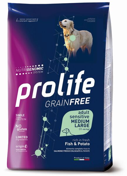 Prolife Cane Grain Free Adult Sensitive Medium Large Pesce e Patate