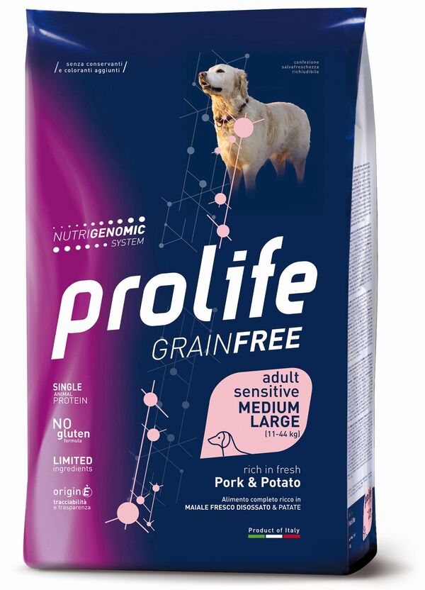 Prolife Cane Grain Free Adult Sensitive Medium Large Maiale e Patate