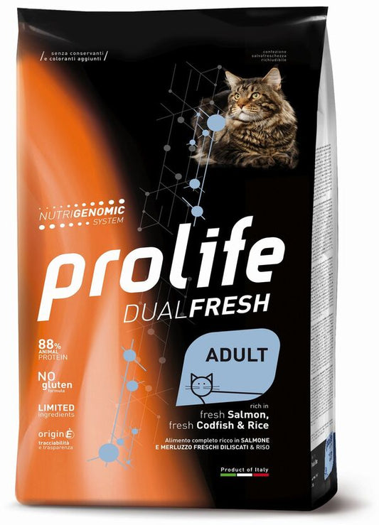 PROLIFE Gatto Dual Fresh Adult Salmone e Merluzzo Fresco e Riso