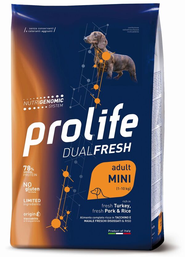 Prolife Cane Dualfresh Adult Mini Tacchino Maiale e Riso