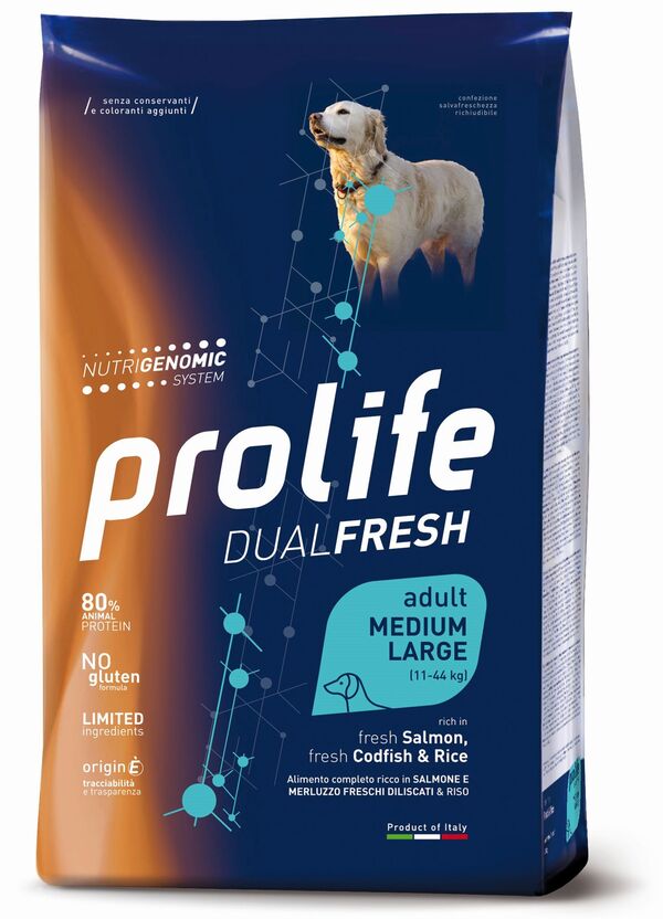 Prolife Cane Dualfresh Adult Medium Large Salmone Merluzzo e Riso