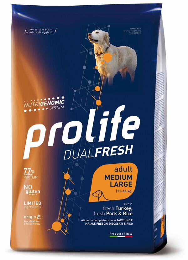 Prolife Cane Dualfresh Adult Medium Large Tacchino Maiale e Riso