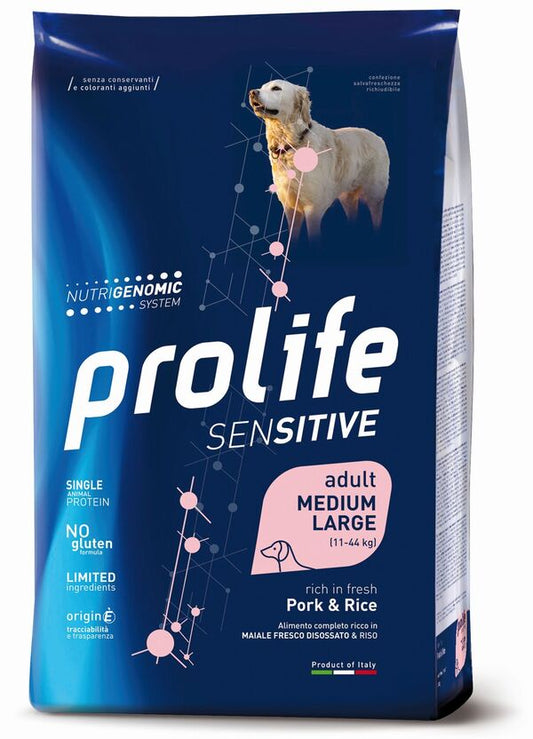 Prolife Cane Sensitive Adult Medium Large Maiale e Riso