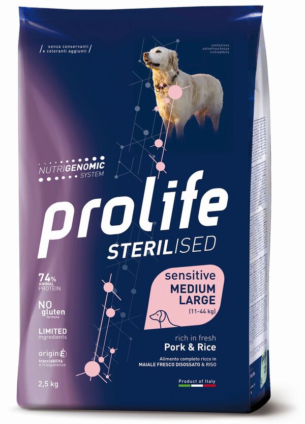 Prolife Cane Steralized Adult Medium Large Maiale e Riso