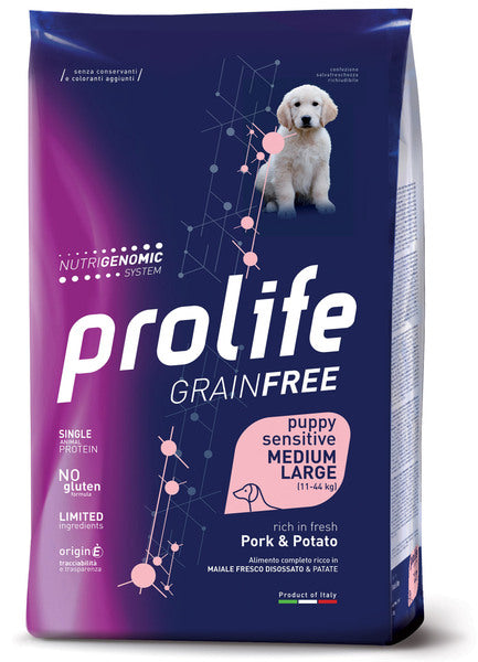 Prolife Cane Grain Free Puppy Sensitive Medium Large Maiale e Patate