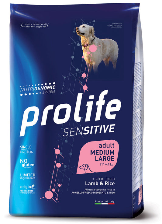 Prolife Cane Sensitive Adult Medium Large Agnello e Riso